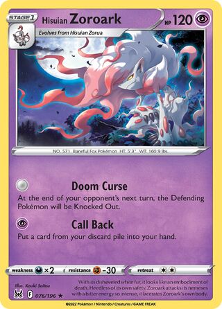 076/196 Hisiuan Zoroark (Holo) (Lost Origin) Pokemon card (English)