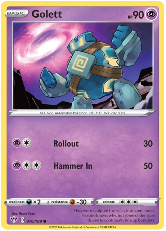 076/189 Golett (Darkness Ablaze) Pokemon card (English)