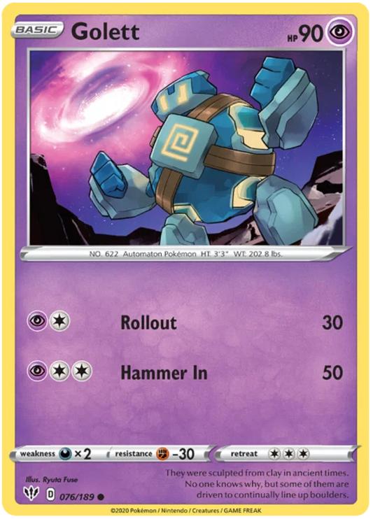 076/189 Golett (Darkness Ablaze) Pokemon card (English)