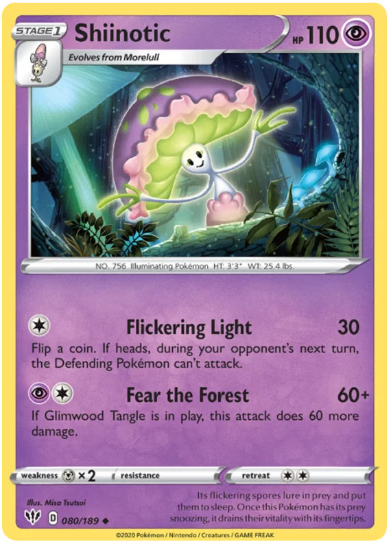 080/189 Shiinotic (Darkness Ablaze) Pokemon card (English)