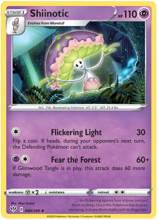 080/189 Shiinotic (Darkness Ablaze) Pokemon card (English)