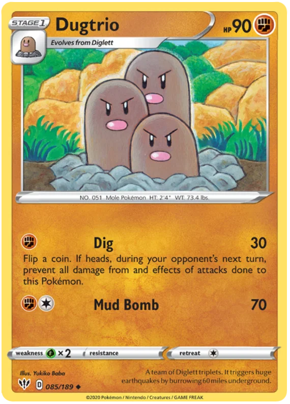 085/189 Dugtrio (Darkness Ablaze) Pokemon card (English)