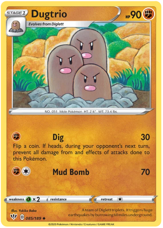 085/189 Dugtrio (Darkness Ablaze) Pokemon card (English)