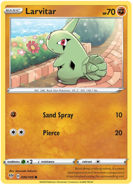 086/189 Larvitar (Darkness Ablaze) Pokemon card (English)