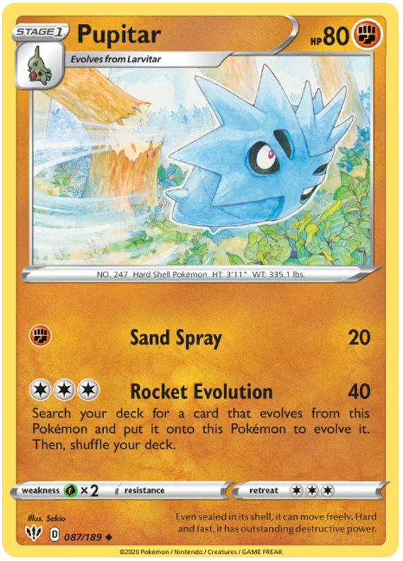 087/189 Pupitar (Darkness Ablaze) Pokemon card (English)