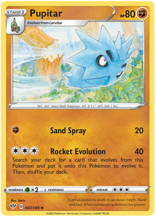 087/189 Pupitar (Darkness Ablaze) Pokemon card (English)