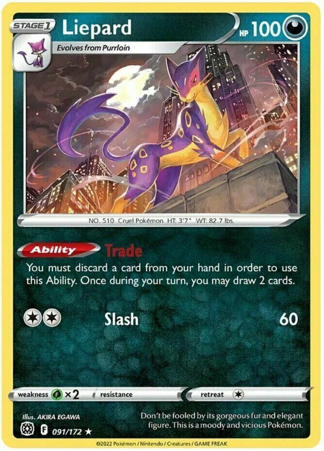 091/172 Liepard (Rare) (Brilliant Stars) Pokemon card (English)
