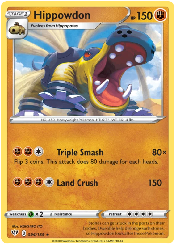 094/189 Hippowdon (Rare) (Darkness Ablaze) Pokemon card (English)