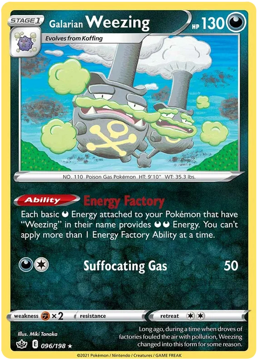 096/198 Galarian Weezing (Rare) (Chilling Reign) Pokémon card (English)
