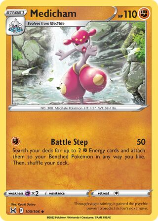 100/196 Medicham (Lost Origin) Pokemon card (English)