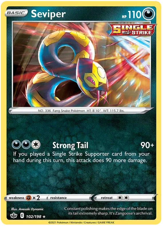 102/198 Seviper (Rare) (Chilling Reign) Pokémon card (English)