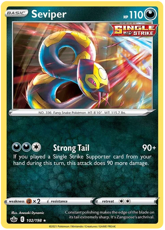 102/198 Seviper (Rare) (Chilling Reign) Pokémon card (English)