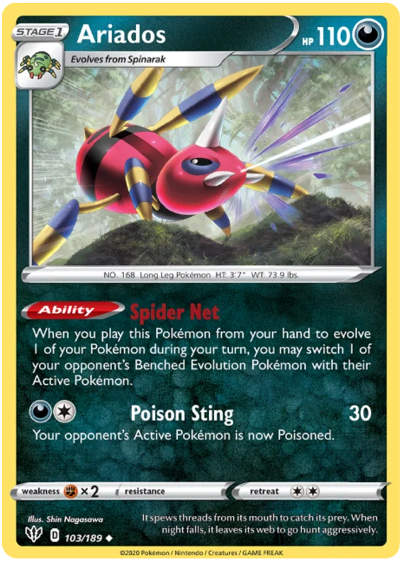 103/189 Ariados (Darkness Ablaze) Pokemon card (English)