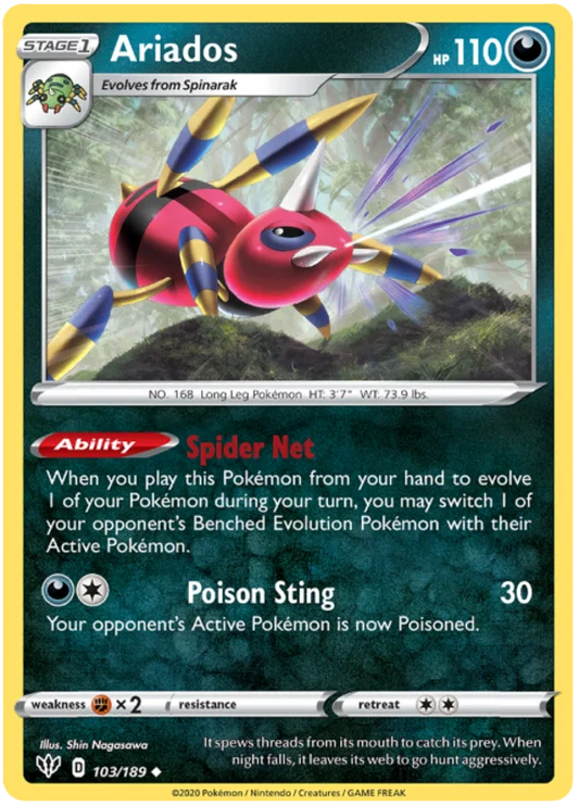 103/189 Ariados (Darkness Ablaze) Pokemon card (English)