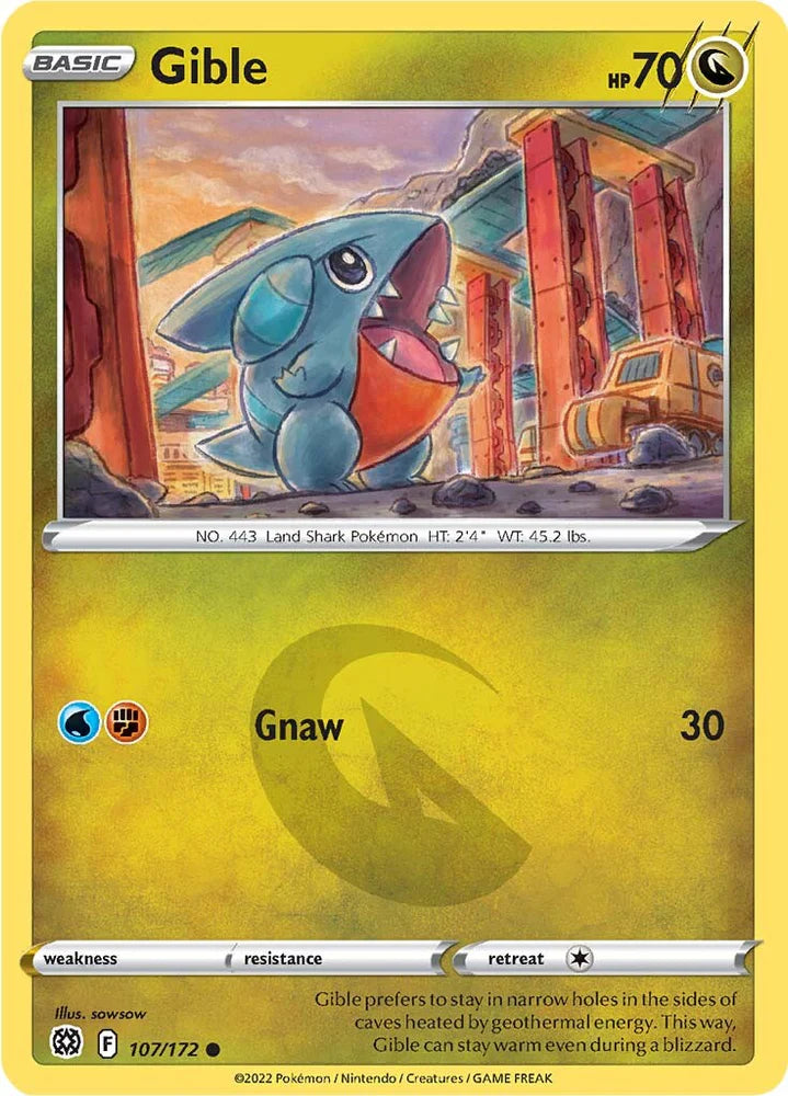 107/172 Gible (Brilliant Stars) Pokemon card (English)