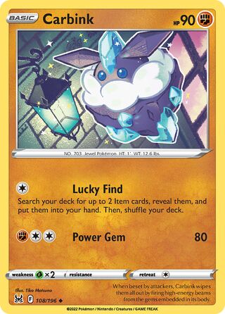 108/196 Carbink (Lost Origin) Pokemon card (English)