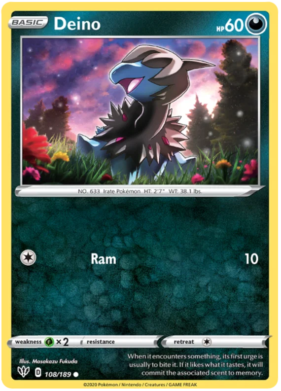 108/189 Deino (Darkness Ablaze) Pokemon card (English)