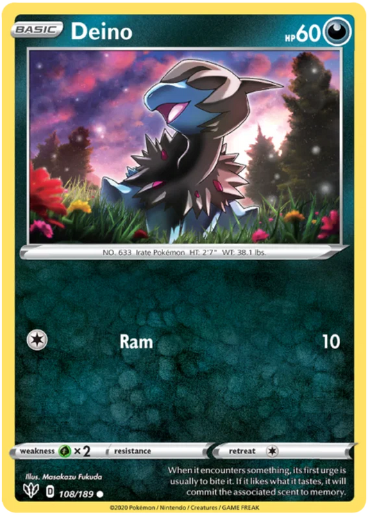 108/189 Deino (Darkness Ablaze) Pokemon card (English)