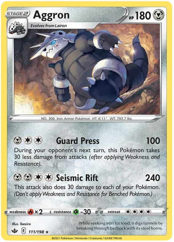 111/198 Aggron (Rare) (Chilling Reign) Pokémon card (English)