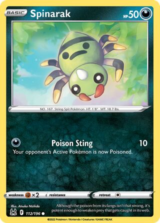 112/196 Spinarak (Lost Origin) Pokemon card (English)