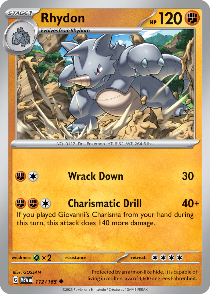 112/165 Rhydon - Pokémon 151 - Pokémon card (English)