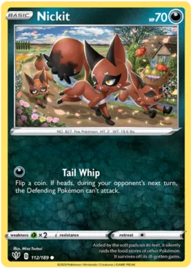 112/189 Nickit (Darkness Ablaze) Pokemon card (English)