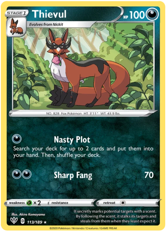 113/189 Thievul (Rare) (Darkness Ablaze) Pokemon card (English)