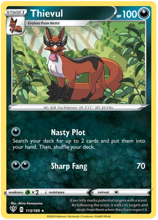 113/189 Thievul (Rare) (Darkness Ablaze) Pokemon card (English)