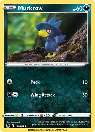 114/196 Murkrow (Lost Origin) Pokemon card (English)