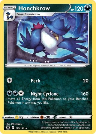 115/196 Honchkrow (Rare) (Lost Origin) Pokemon card (English)