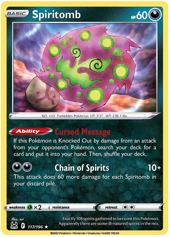 117/196 Spiritomb (Rare) (Lost Origin) Pokemon card (English)