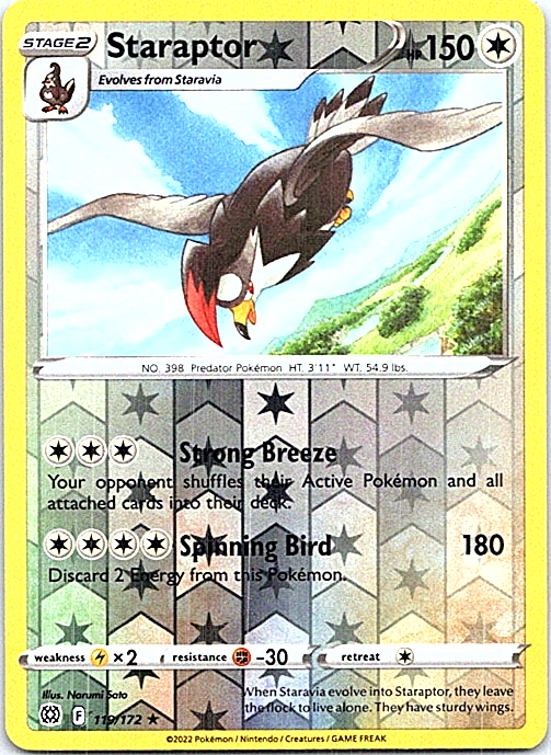 119/172 Staraptor (Reverse Holo) (Rare) (Brilliant Stars) Pokemon card (English)