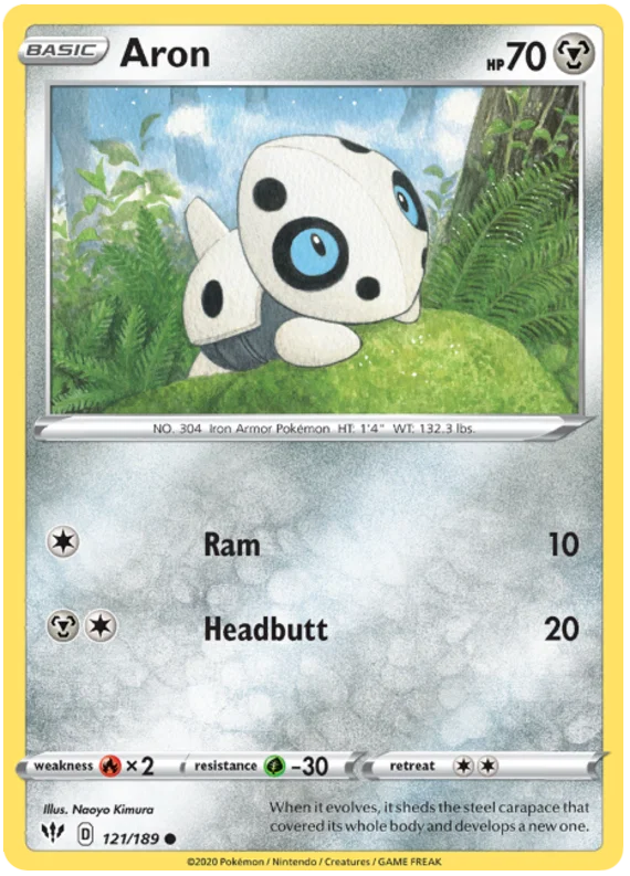 121/189 Aron (Darkness Ablaze) Pokemon card (English)