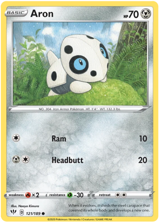 121/189 Aron (Darkness Ablaze) Pokemon card (English)
