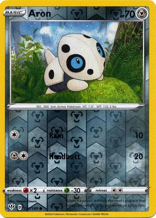 121/189 Aron (Reverse Holo) (Darkness Ablaze) Pokemon card (English)