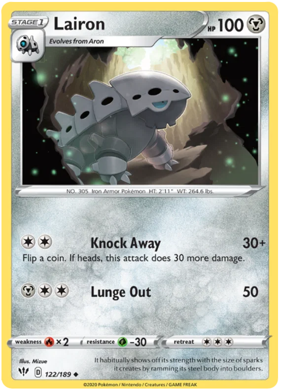 122/189 Lairon (Darkness Ablaze) Pokemon card (English)