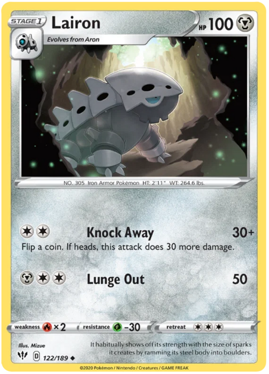122/189 Lairon (Darkness Ablaze) Pokemon card (English)