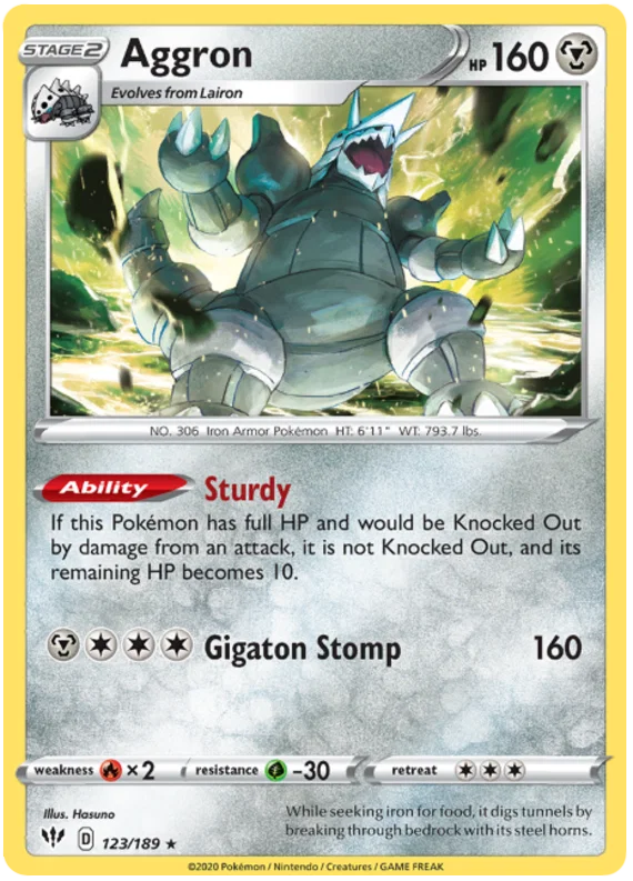 123/189 Aggron (Rare/Holo) (Darkness Ablaze) Pokemon card (English)