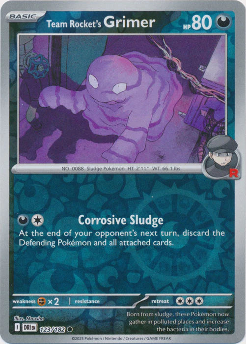 123/182 Team Rocket's Grimer (Reverse Holo) - Destined Rivals - Pokémon card (English)