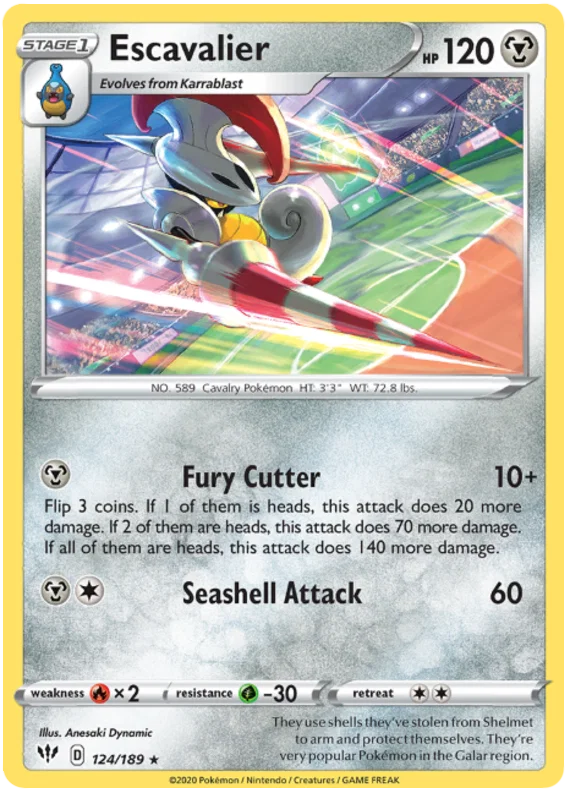 124/189 Escavalier (Rare) (Darkness Ablaze) Pokemon card (English)