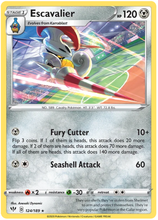 124/189 Escavalier (Rare) (Darkness Ablaze) Pokemon card (English)