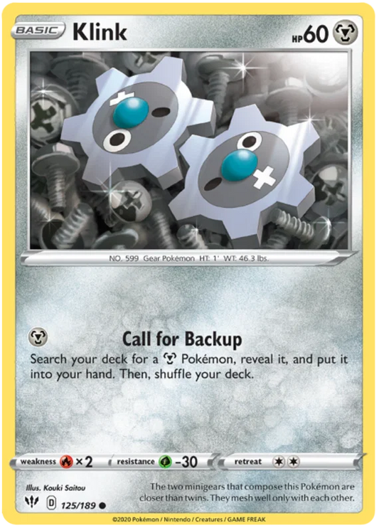125/189 Klink (Darkness Ablaze) Pokemon card (English)