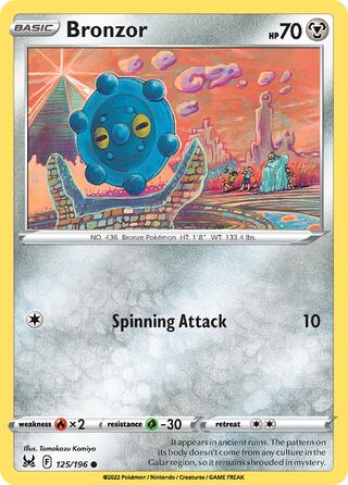 125/196 Bronzor (Lost Origin) Pokemon card (English)