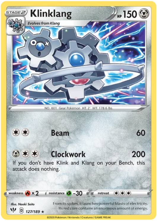 127/189 Klinklang (Rare) (Darkness Ablaze) Pokemon card (English)