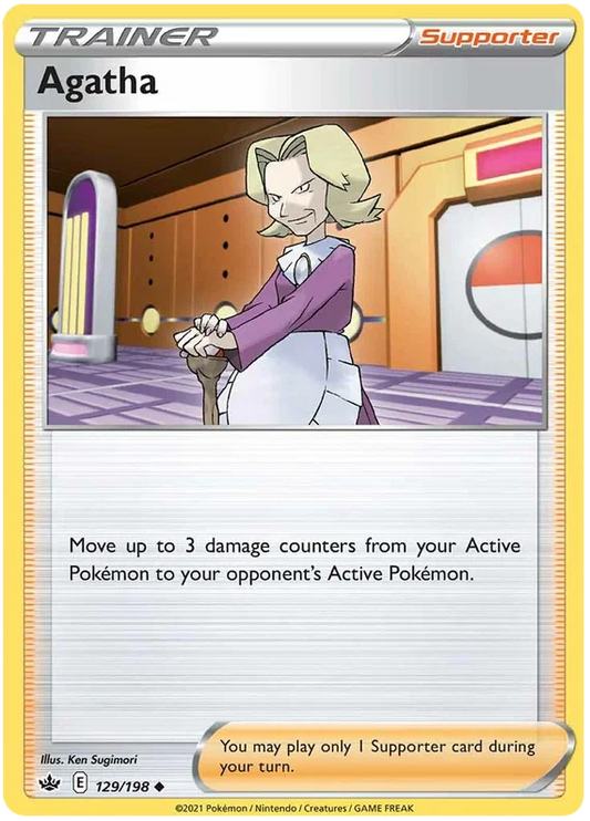129/198 Agatha (Supporter) (Chilling Reign) Pokémon card (English)