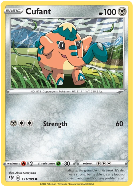 131/189 Cufant (Darkness Ablaze) Pokemon card (English)