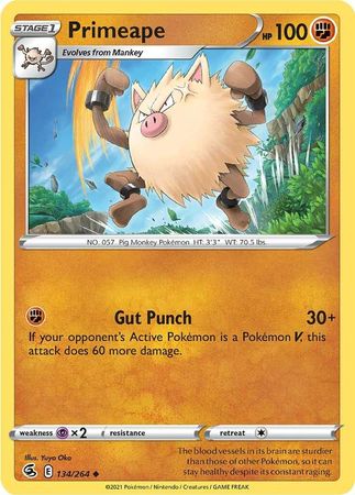 134/264 Primeape (Fusion Strike) Pokemon card (English)