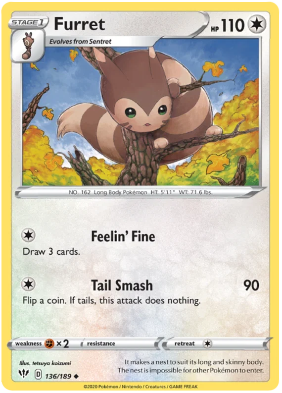 136/189 Furret (Darkness Ablaze) Pokemon card (English)