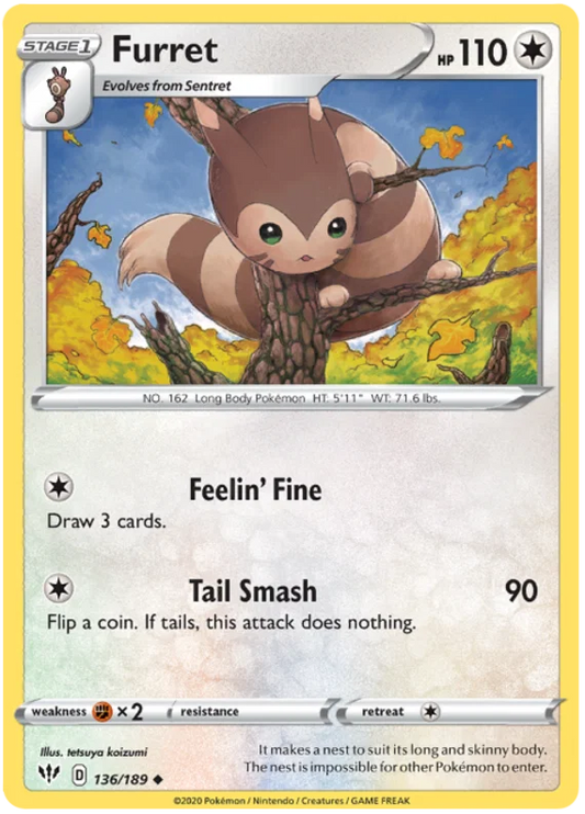 136/189 Furret (Darkness Ablaze) Pokemon card (English)