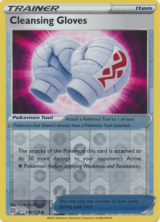 136/172 Cleansing Gloves (Reverse Holo) (Item) (Brilliant Stars) Pokemon card (English)
